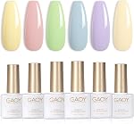 GAOY Pastel Pink Blue Gel Nail Polish Set, 6 Colors Green Yellow Nude Spring Soak Off UV Light Cure Gel Polish Kit for Salon and Nail Art DIY at Home