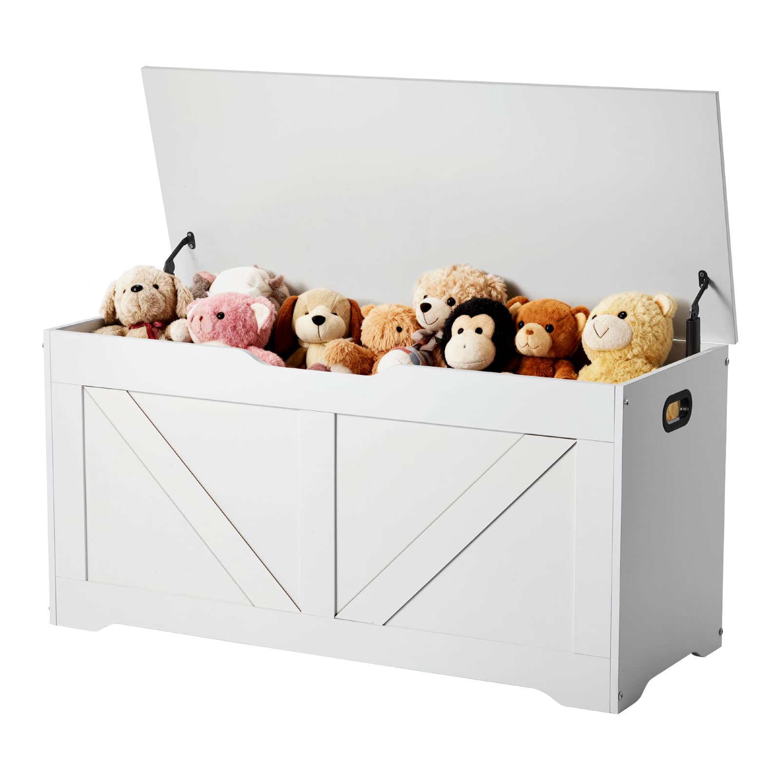 VEVOR Panca per Bambini con Contenitore da 990 x 395 x 480 mm, Contenitore per Giocattoli in Legno con Cerniera di Sicurezza, Baule Portaoggetti per Sala Giochi, Soggiorno, Ingresso, Bianco