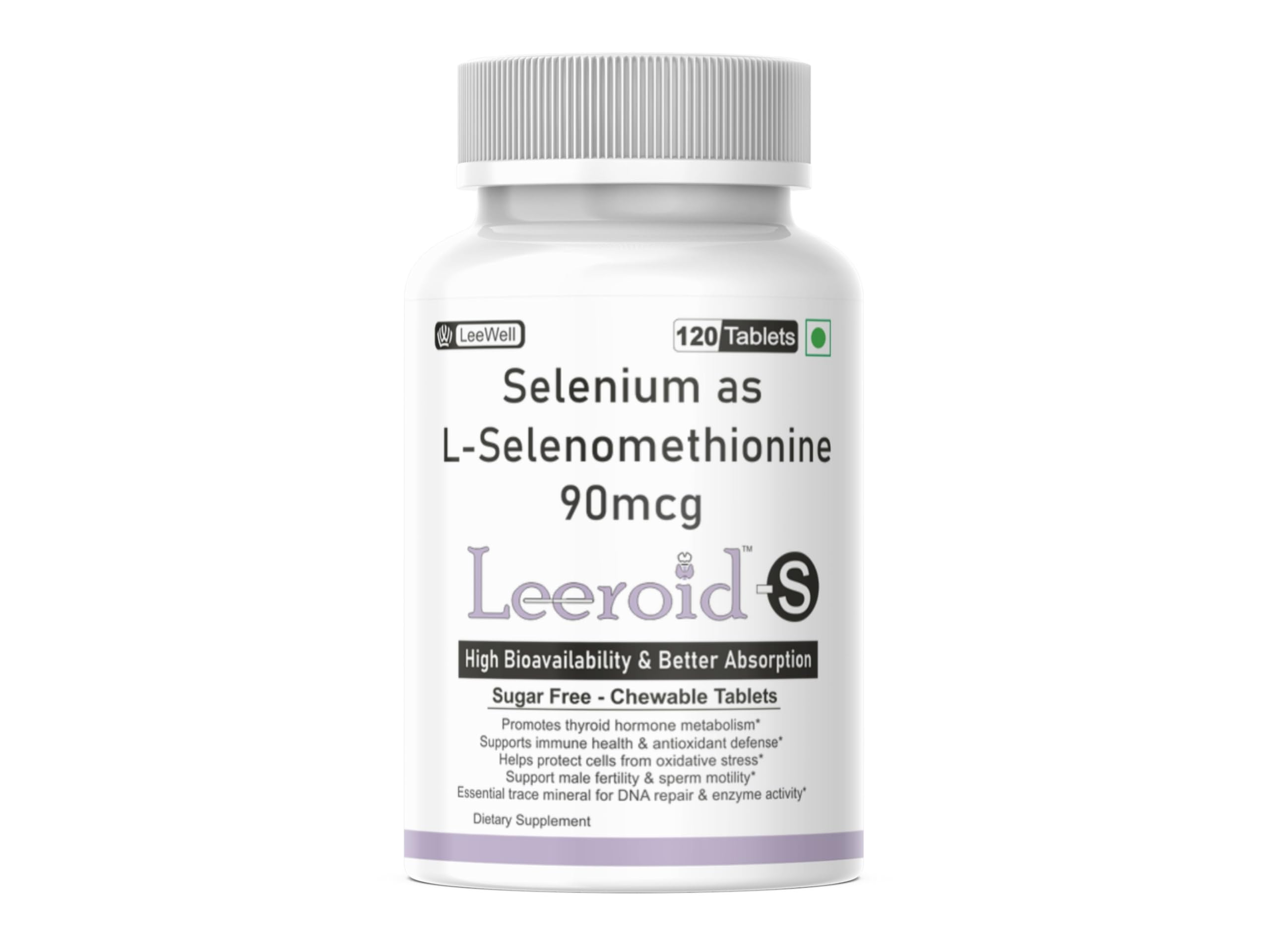 S Selenium L-Selenomethionine 90mcg Chewable Tablets, Sugar Free, High Bioavailability, 120 Count, Thyroid Support and Immune Health Supplement-image-6
