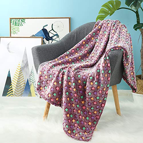 i-baby Couvertures Bébé Filles Garcons Polaire Plaid Enfant Tout-petits Couvertures Flanelle Confort Gros Emmailloter Naissance Quatre Saisons (Étoile Pourpre, 120x150cm)