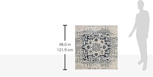 Miniatura 2 de Safavieh MAD603D - Tapete cuadrado con diseño de medallón desgastado, copo de nieve, colección Madison, no suelta pelos, fácil de cuidar, sala de