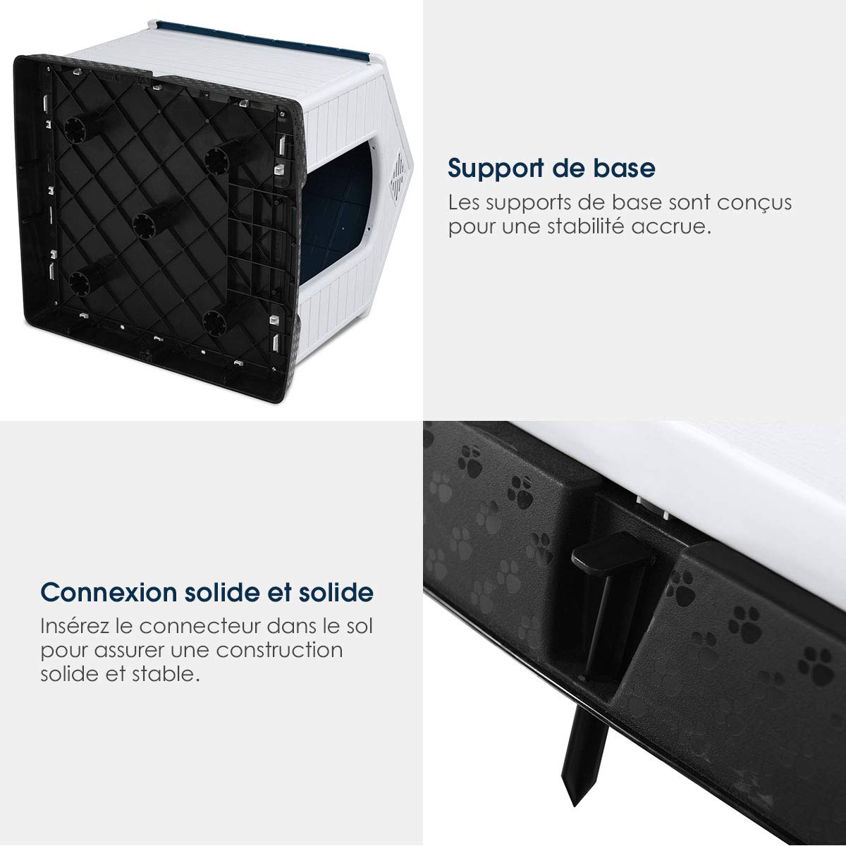 COSTWAY Niche pour Chien en Polypropylène Imperméable et Ventilé avec Bouche d’Aération et Plancher Surélever, Niche pour Chien Intérieure ou Extérieure (88X78,5X81,5 cm)
