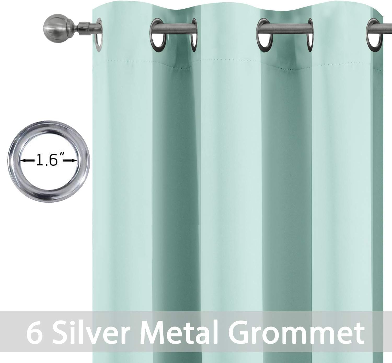 Yakamok Blackout Curtains Room Darkening Thermal Insulated Window Panels,Solid Grommet Top Drapes for Bedroom/Living Room(42Wx72L, Aqua, 2 Panels)