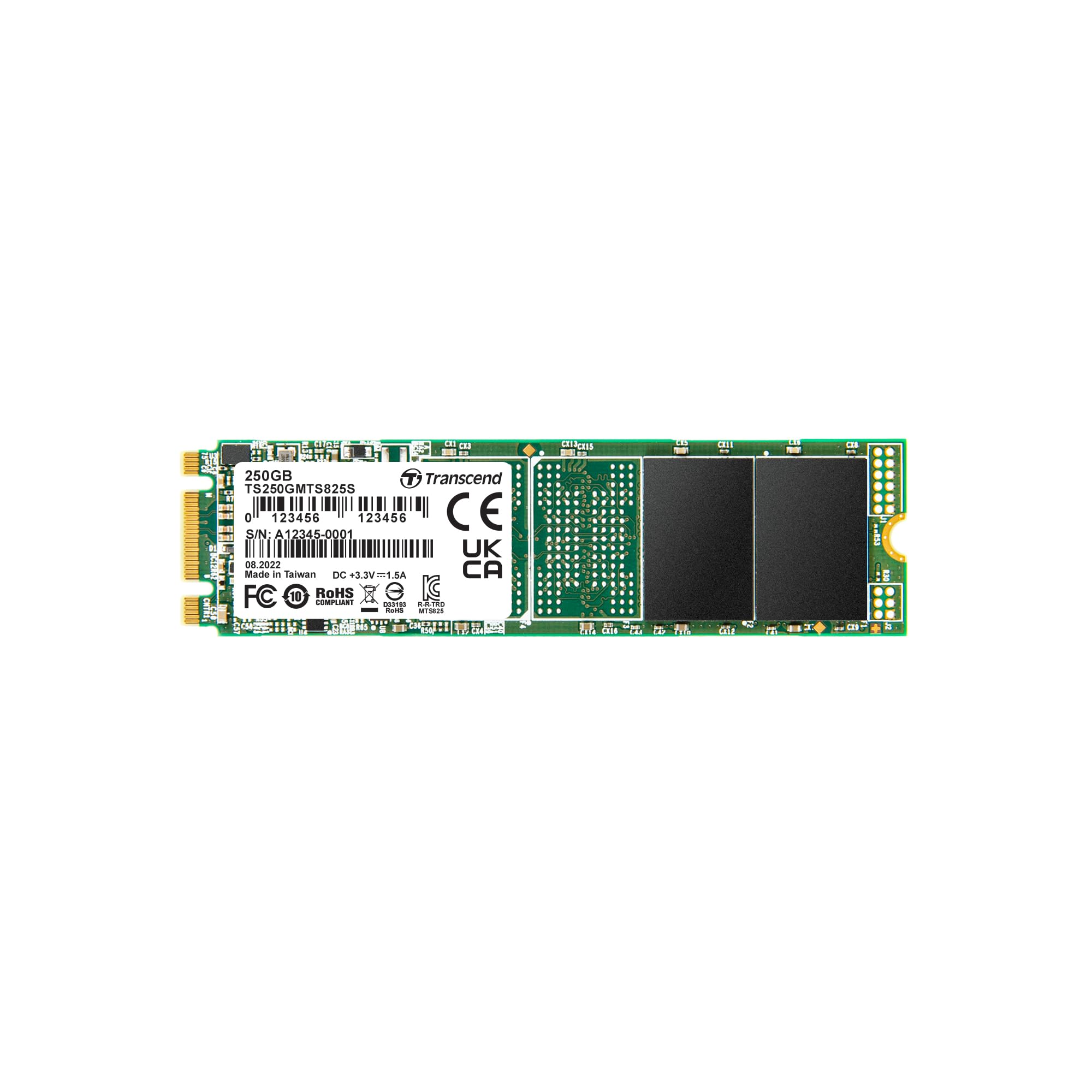 Transcend MTS825S 250GB SATA III 6Gb/s SSD, Read/Write up to 500/330 MB/s with 3D Nand Flash TS250GMTS825S