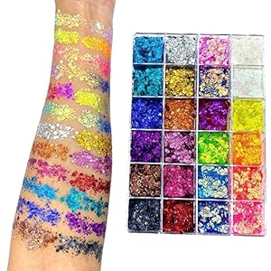 24 Color Pro Pallet – Holographic Body Glitter Gel for Body, Face, Hair – Vegan & Cruelty Free – Electric Bliss Beauty (24 Pack)