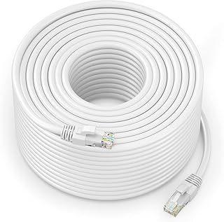 كابل ايثرنت كات 6 شبكة محلية دائرية 1 جيجابايت في الثانية مع وصلات RJ45 أبيض (70 متر)