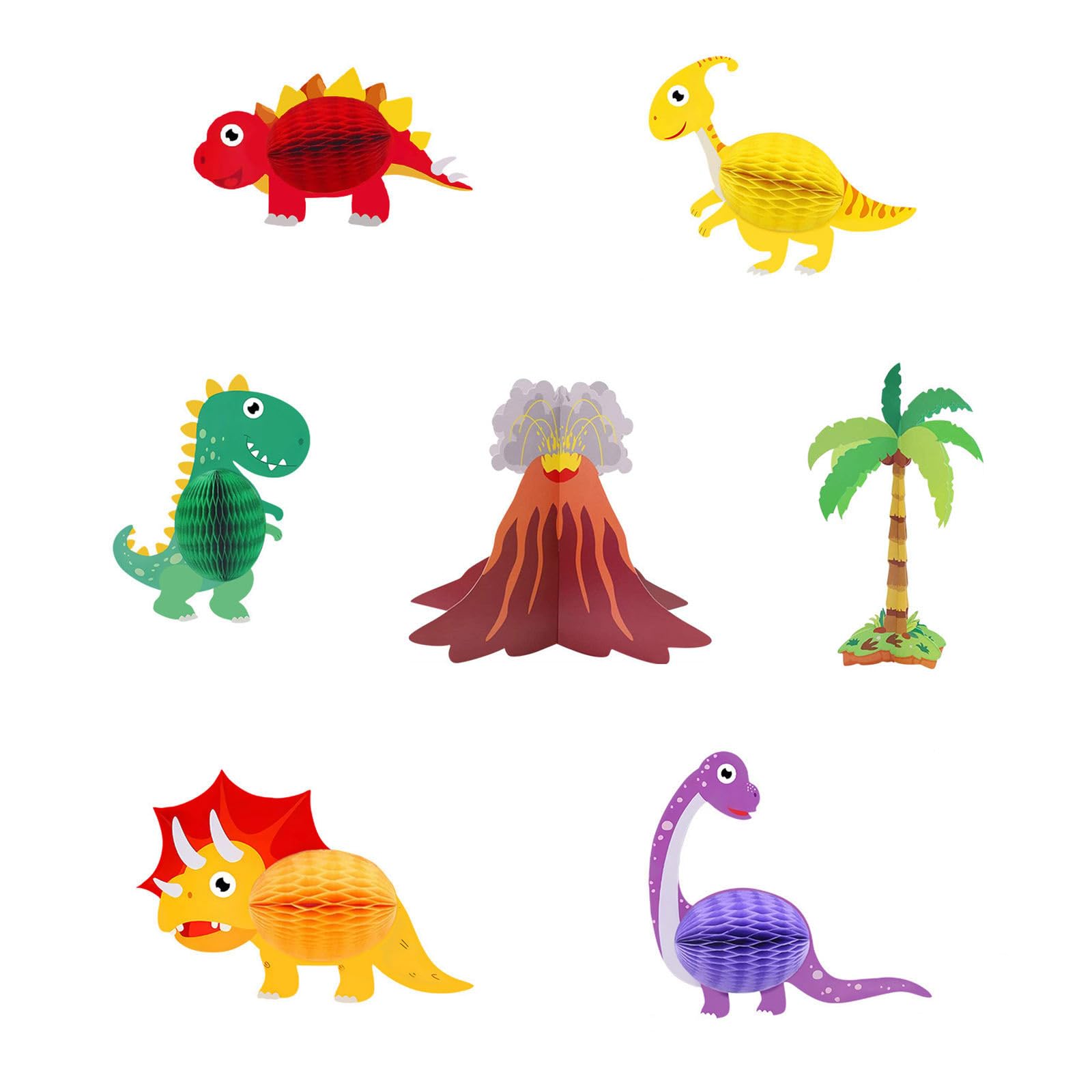 Kalttoy 7Pieces Cartoon Dinosaur Table Decoration Birthday Party Centerpieces for Themed Birthday and Baby Showers Celebration Party Decoration