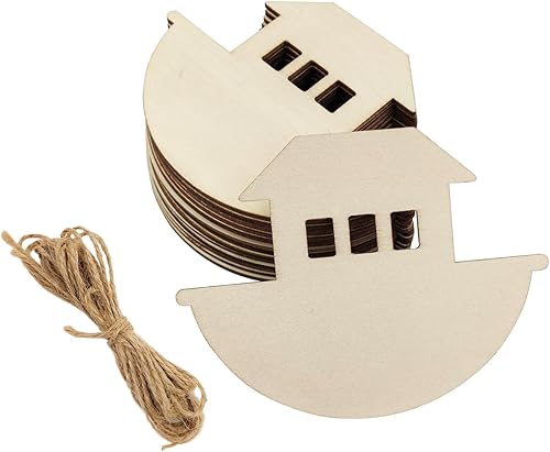 Paquete de 30 adornos colgantes de madera del arca de Noé de 4 pulgadas, adornos colgantes de madera sin terminar del arca de Noé para manualidades,