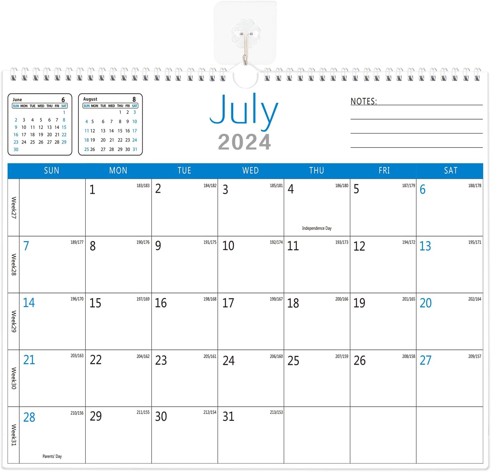 BHRWall Calendar 2025-2026,Monthly Desk Calendar from July 2025 to December 2026, 18 Months Calendar,14.7"×11" Calendar with Julian Dates for New Year