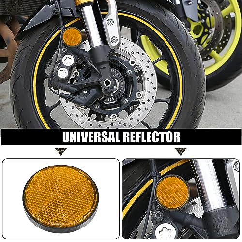 Image of X AUTOHAUX 8 Pcs Round Stick-on Safety Spoke Reflective Self Adhesive Reflector for Gate Posts Cars Trailer Motorcycle Trucks Boat Bicycle Bike Orange