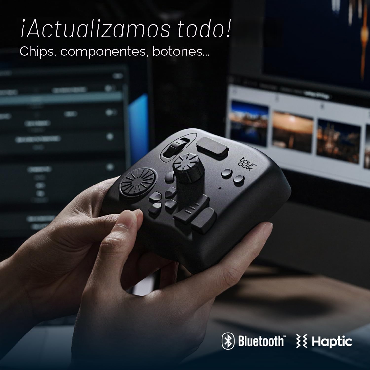 TOUR BOX Elite, Controlador de Edición de Vídeo y Fotografía, Bluetooth Teclado Personalizable de Atajos, Consola de Equipo Creativo para Photoshop Lightroom Premiere, Tableta Gráfica Windows Mac PC