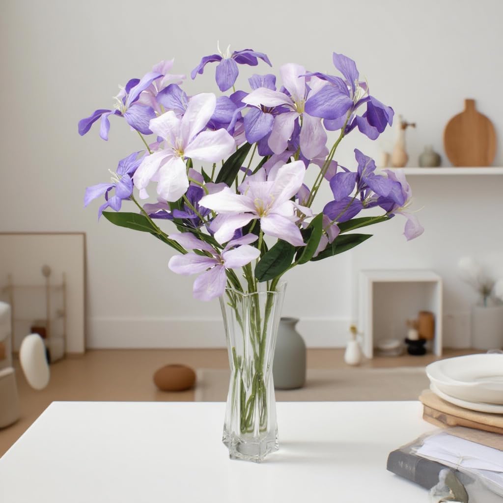 6PCS Orchid Artificial Flowers, Mixed Artificial Orchid, Fake Orchid Artificial Flowers Orchid Bouquet for Centerpiece Table Wedding Party Home Decor(Purple)