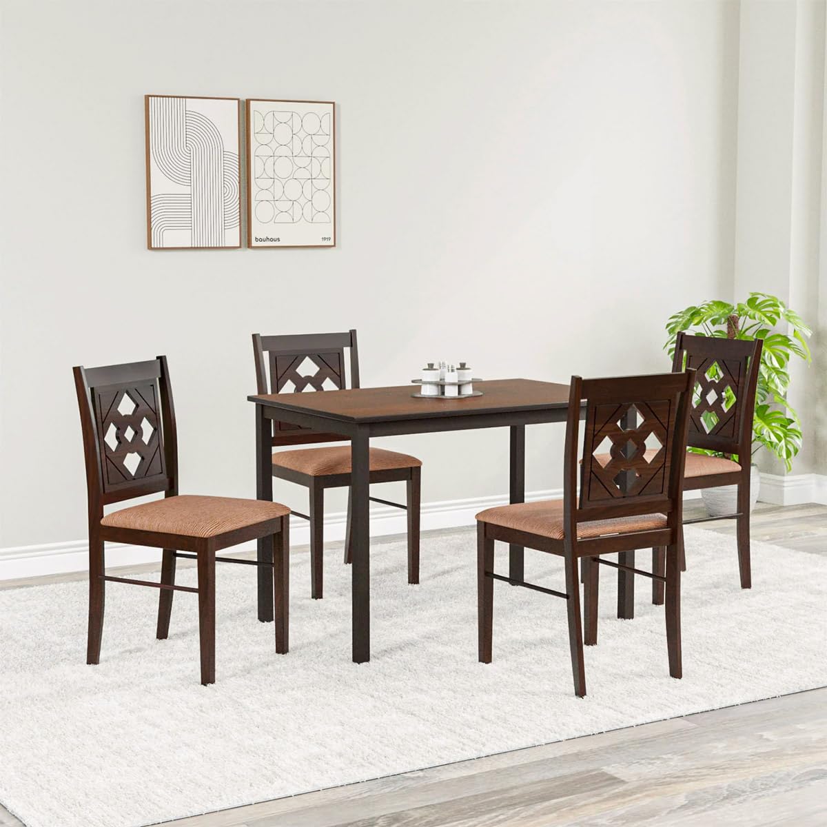 Nilkamal Stacia 4 Seater Dining Set with Four Cushion Chair for Living ...