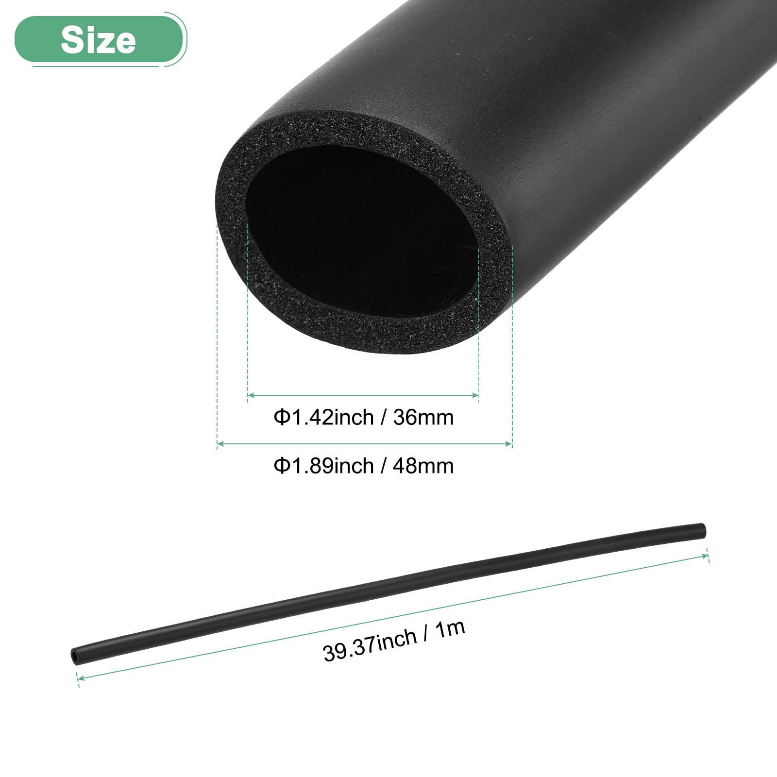 M METERXITY Pipe Insulation Tube, 36mm ID 48mm 2" OD 3.3Ft 1m Length - Image 3