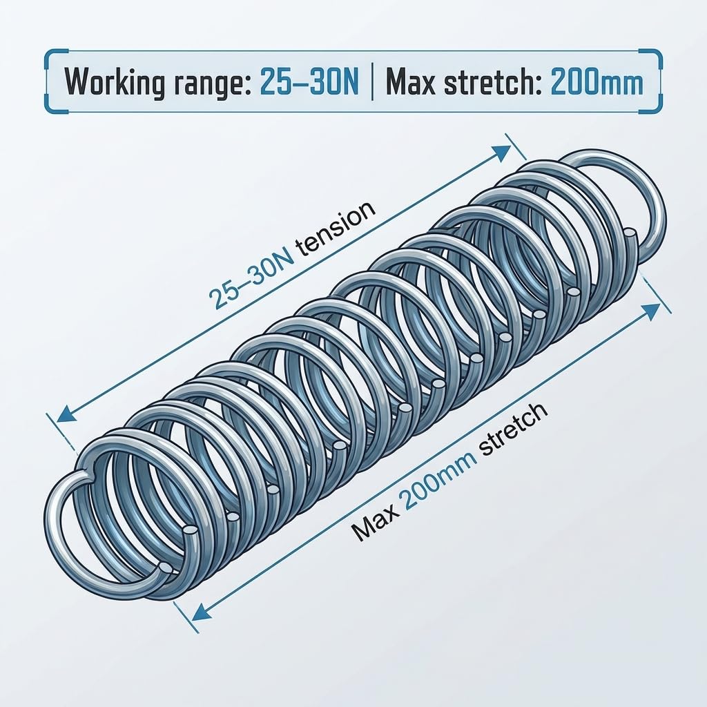 QWORK Stainless Steel Extension Springs 6" Length 5 Pcs, 2mm Wire Small Dual Hook Tension Spring– Strong Tension for Tools, Gates & Machines — Amazon image 4