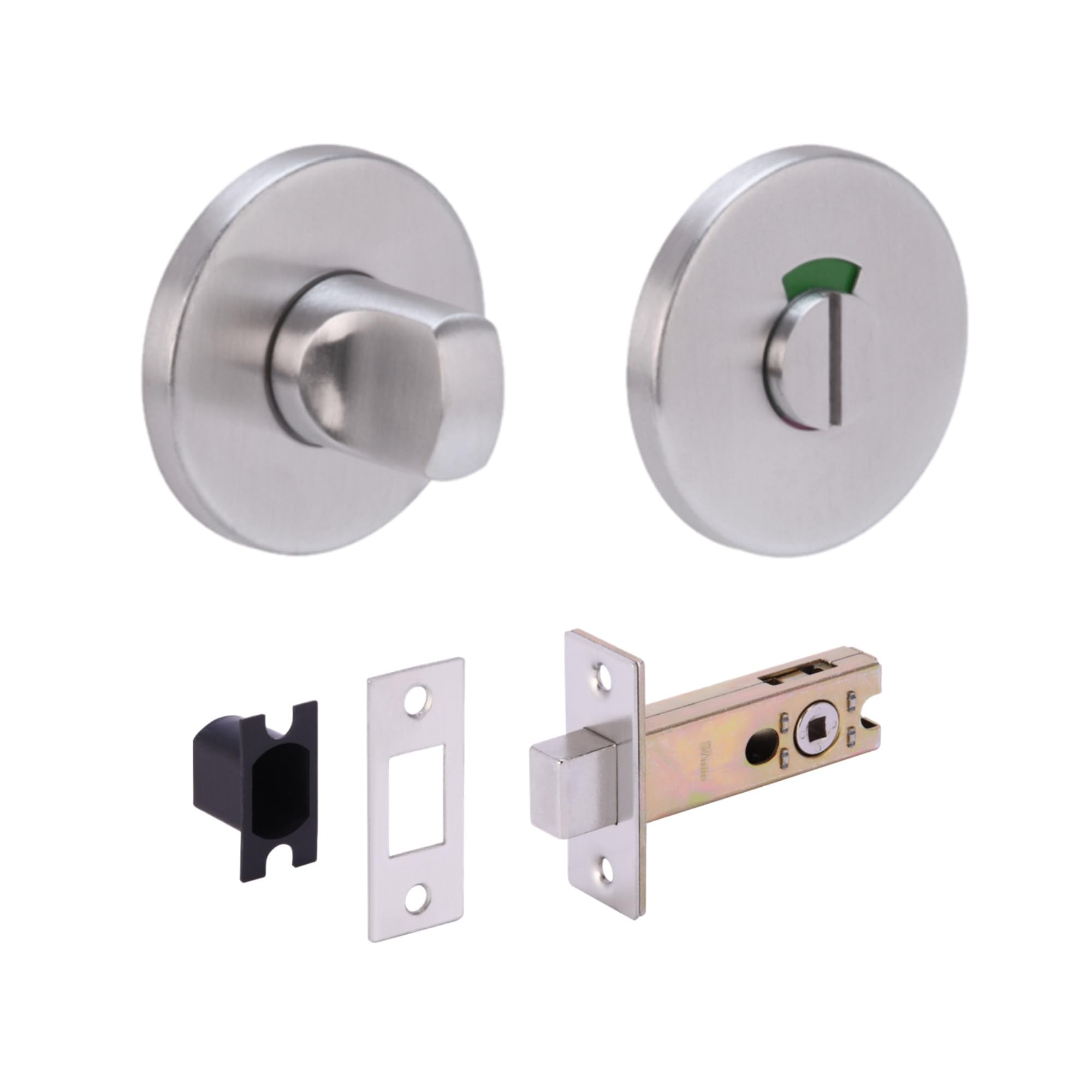 Hunta Satin Stainless Steel Handlezone® Sss Bathroom Toilet Door Kit - Turn With Indicator Release - 76Mm Bolt With 57Mm Backset