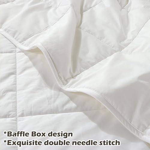 Miniatura 6 de YOUR MOON Edredón de lana fina de 6.57 ozm, tamaño King, relleno de edredón ligero de veranoprimavera, funda de algodón silenciosa, relleno de lana