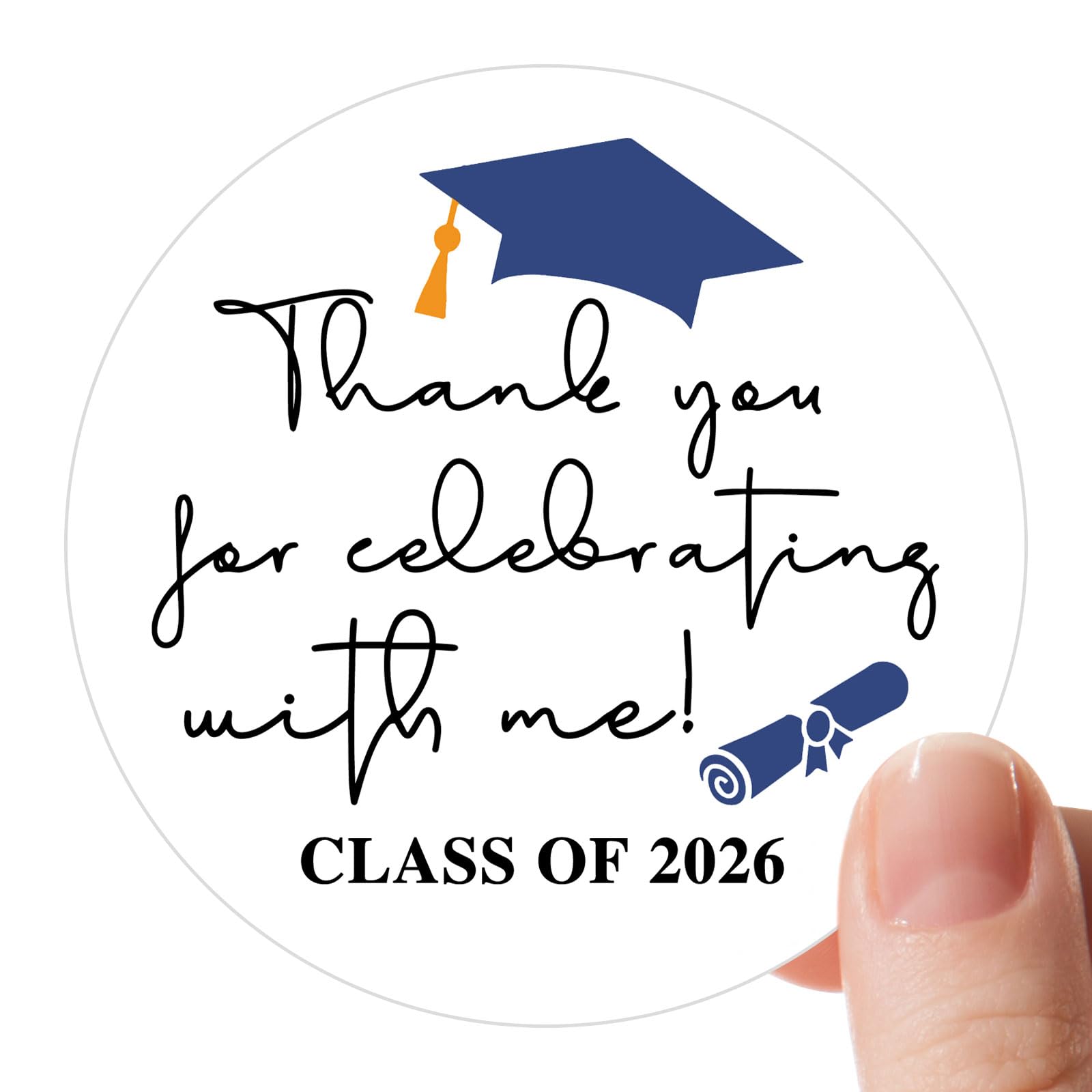 Photo 1 of 120 Pack 2026 Graduation Thank You Stickers – Blue Class of 2026 Invitation Seals, 1.6 Inch Round Favor Labels for High School & College Graduation Party Decorations