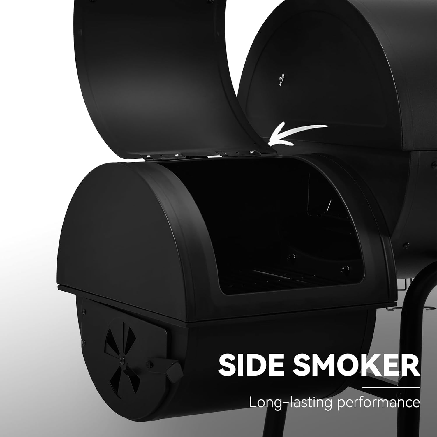 Royal Gourmet CC1830M 30 Inch Barrel Charcoal Grill with Offset Smoker & Warming Rack, Outdoor BBQ Grill with 811 Sq. In. Grilling Space for Backyard, Patio and Parties, Black