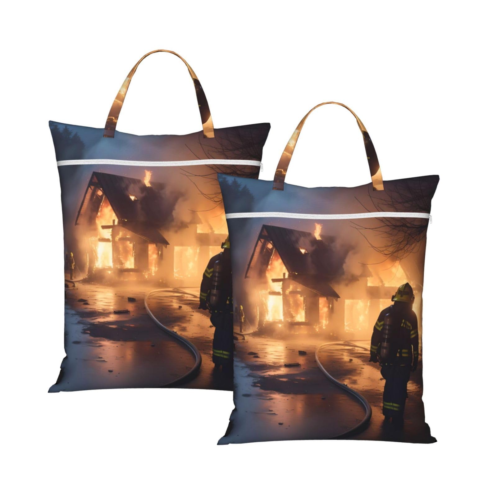 Firefighter Fireman Flame Travel Laundry Bag With Zipper Dirty Clothes Bag Water Resistant Laundry Storage Sack Portable Organizer For Travel Beach School Camping Gym
