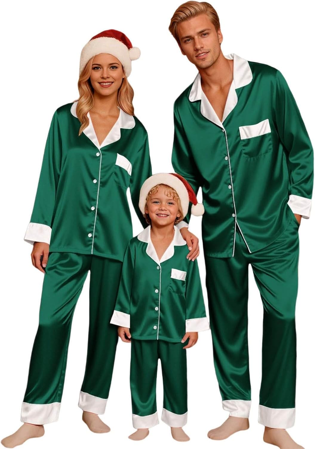 Franterd Family Christmas Pajamas Matching Sets, Christmas Pajamas for Family 2025 Long Sleeve Silk Pjs Xmas Party Sleepwear
