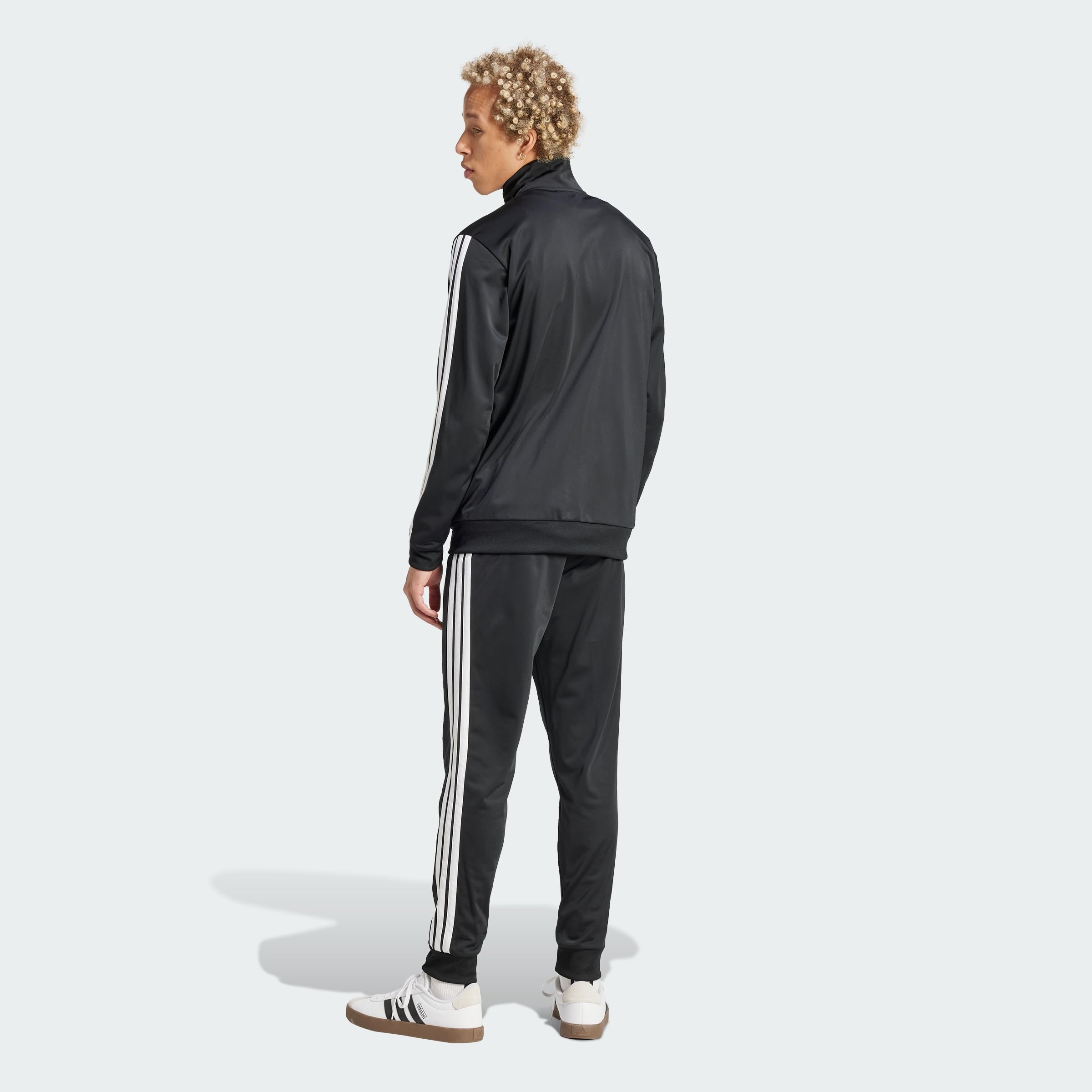 adidas Mężczyźni SPORTSWEAR BASIC 3 STRIPES TRICOT TRACKSUIT, Black, XL Short