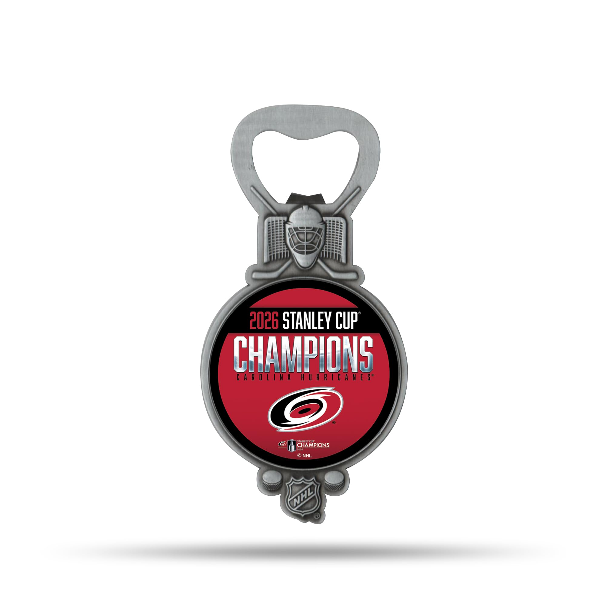 Rico Industries NHL Hockey Carolina Hurricanes 2026 Stanley Cup Champions Magnetic Bottle Opener, Stainless Steel, Strong Magnet to Display on Fridge