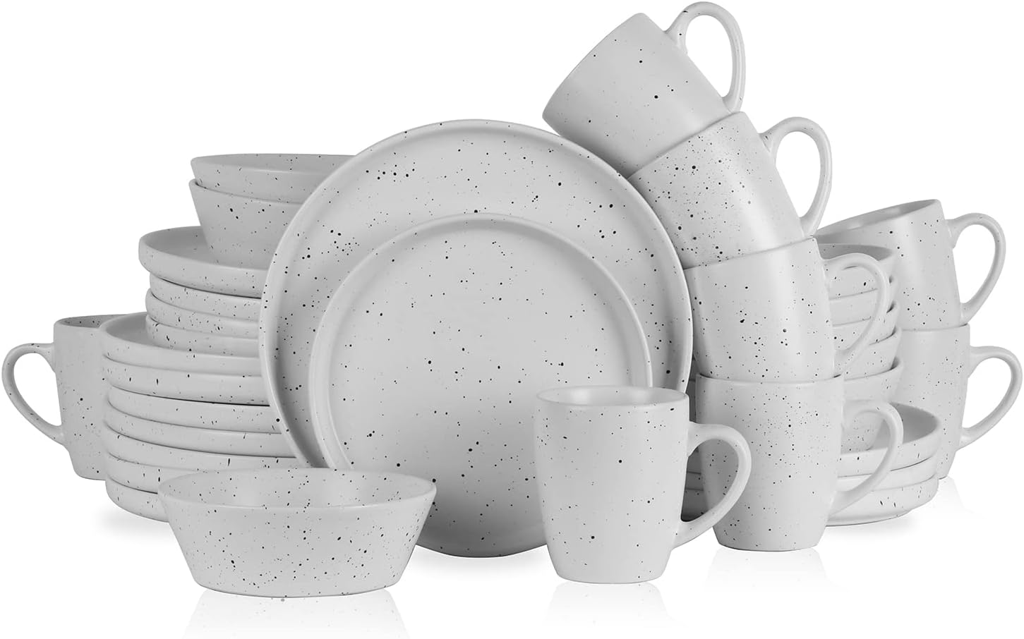 Jade Stoneware Dinnerware Set, 32-Piece Service for 8, White