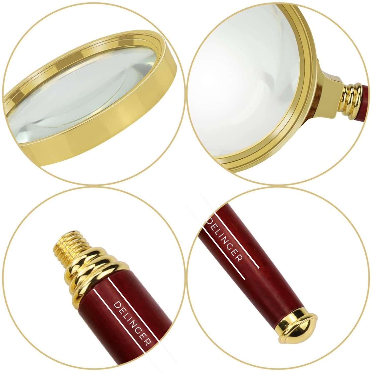 DELINGER Magnifying Lens Detachable Handle Glass Magnifier Hand for Jewelry Loupe, Book and Newspaper Reading (60MM) 2