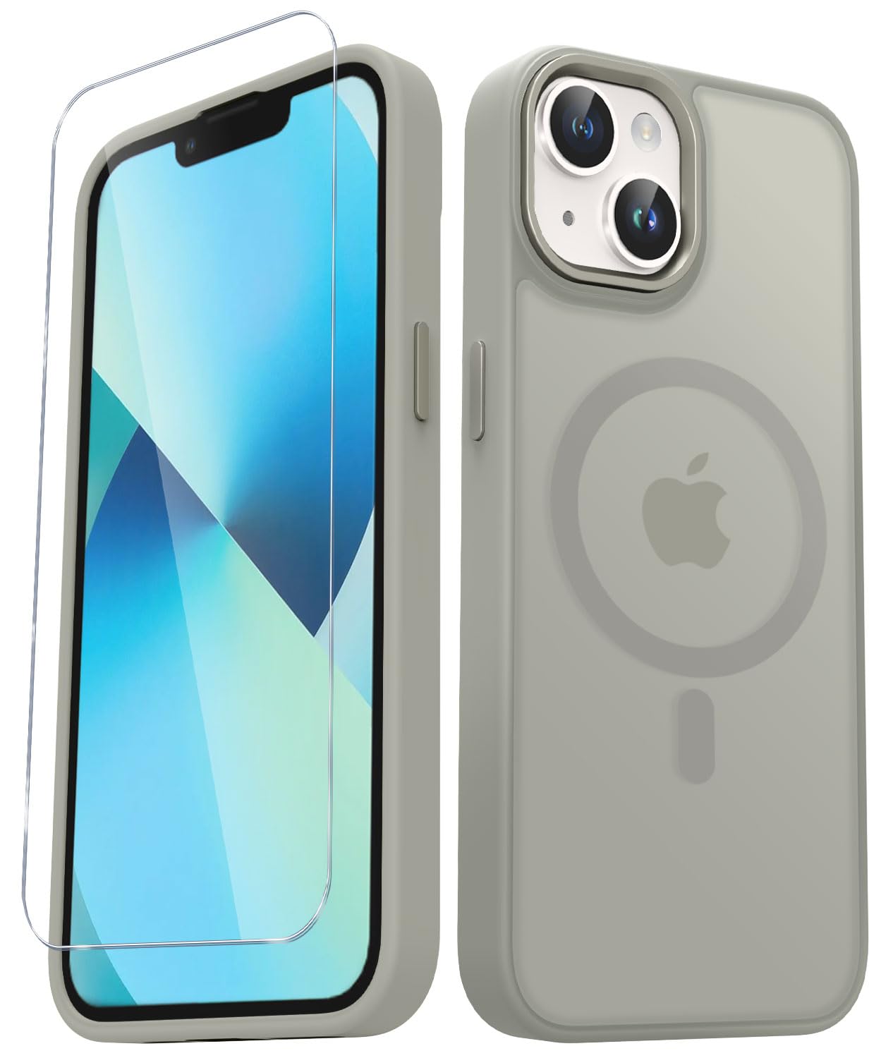 YENAPOON for iPhone 15 Case, Matte Magnetic Phone Case with 1 Screen Protector, Support for Magsafe, Translucent Frosted Slim Shockproof Protective