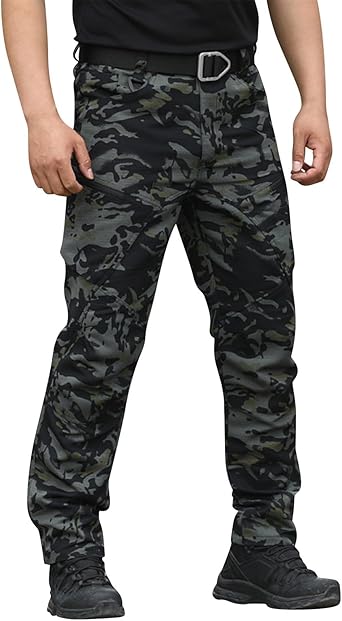 OIOLOYJM Military Cargo Pants for Men Hiking Relaxed Fit Work Waterproof Stretch Tactical Lightweight Outdoor Travel Pant