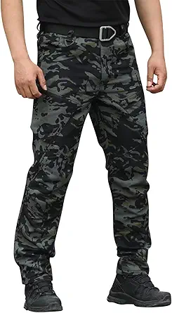 OIOLOYJM Military Cargo Pants for Men Hiking Relaxed Fit Work Waterproof Stretch Tactical Lightweight Outdoor Travel Pant