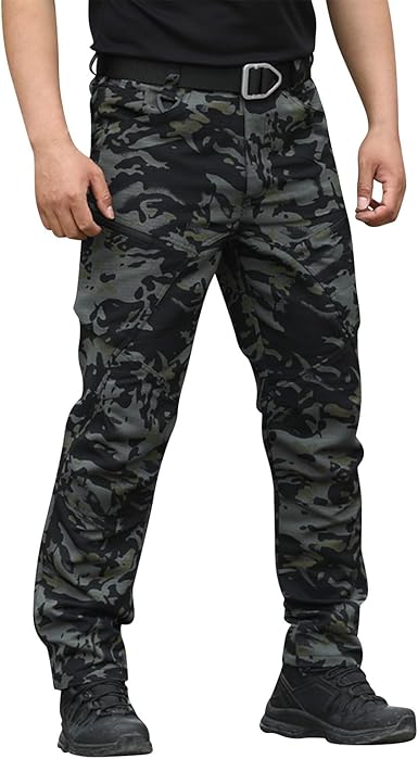 OIOLOYJM Military Cargo Pants for Men Hiking Relaxed Fit Work Waterproof Stretch Tactical Lightweight Outdoor Travel Pant