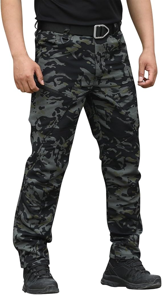 OIOLOYJM Military Cargo Pants for Men Hiking Relaxed Fit Work Waterproof Stretch Tactical Lightweight Outdoor Travel Pant