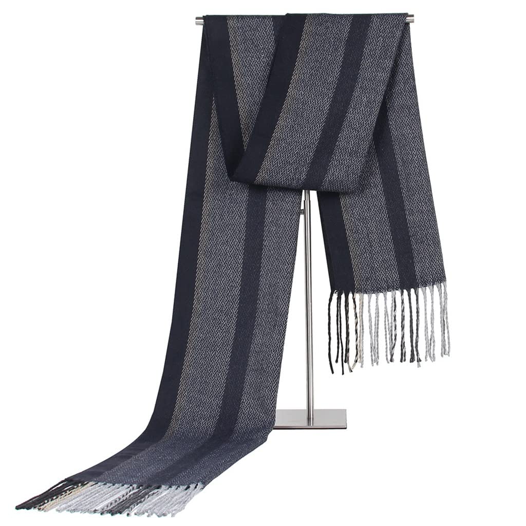 Bavaglino in Cashmere Imitazione Sciarpa da Uomo a Righe Casual Autunno e Inverno (Color : A, Size : One Size)