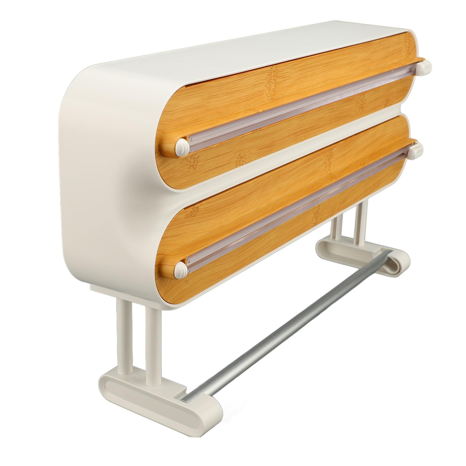 Dispensador de Cocina 3 en 1 para Film Transparente de Aluminio y Encerado con Cortador Integrado y Soporte de Pared de Aluminio Ideal para Organizaci n en la Cocina