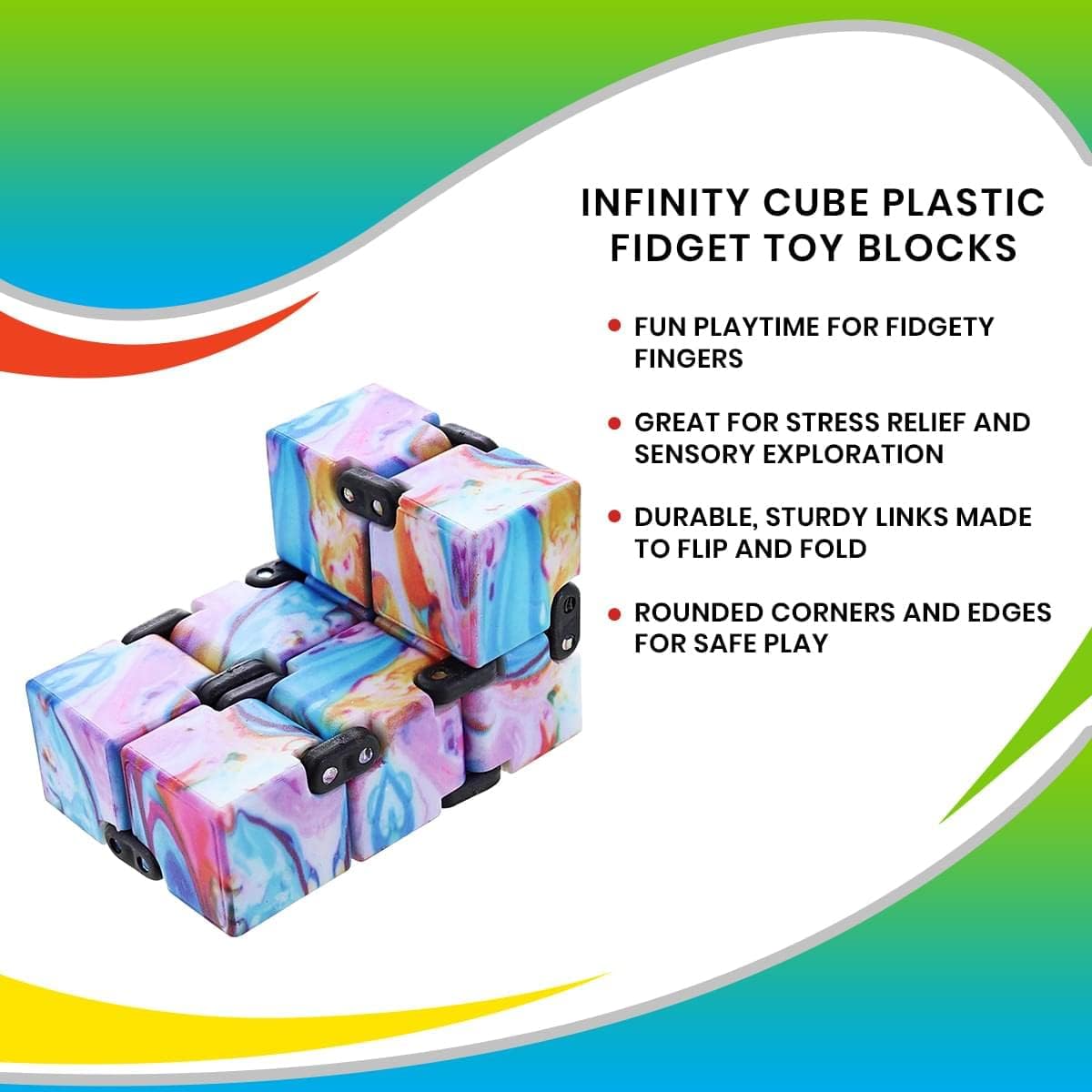 Toynk Infinity Cube Fidget Toy Blocks | Sensory Stress Relief Toy for ADD, ADHD, Autism | Anxiety Reducing Mini Fidget Games | Improves Hand & Wrist Dexterity | Brain Teasers for Focus and Relaxation