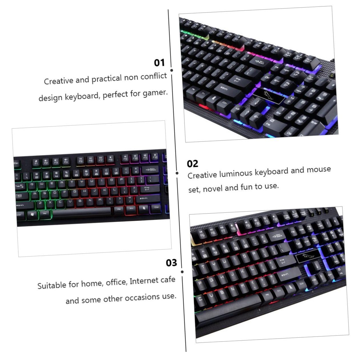 Clavier Et Souris Filaire USB Gaming Ensemble Kit Mécanique Confortable pour Pc Jeux Bureau
