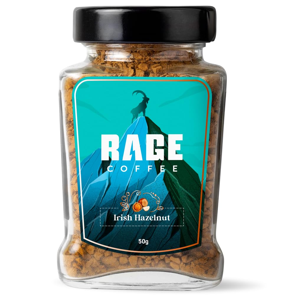 RAGE COFFEE Irish Hazelnut - Flavored Instant Coffee Powder for both Hot & Cold Coffee, 100% Single Origin Arabica Coffee Beans Powder (IRISH HAZELNUT, 50g)-image-43