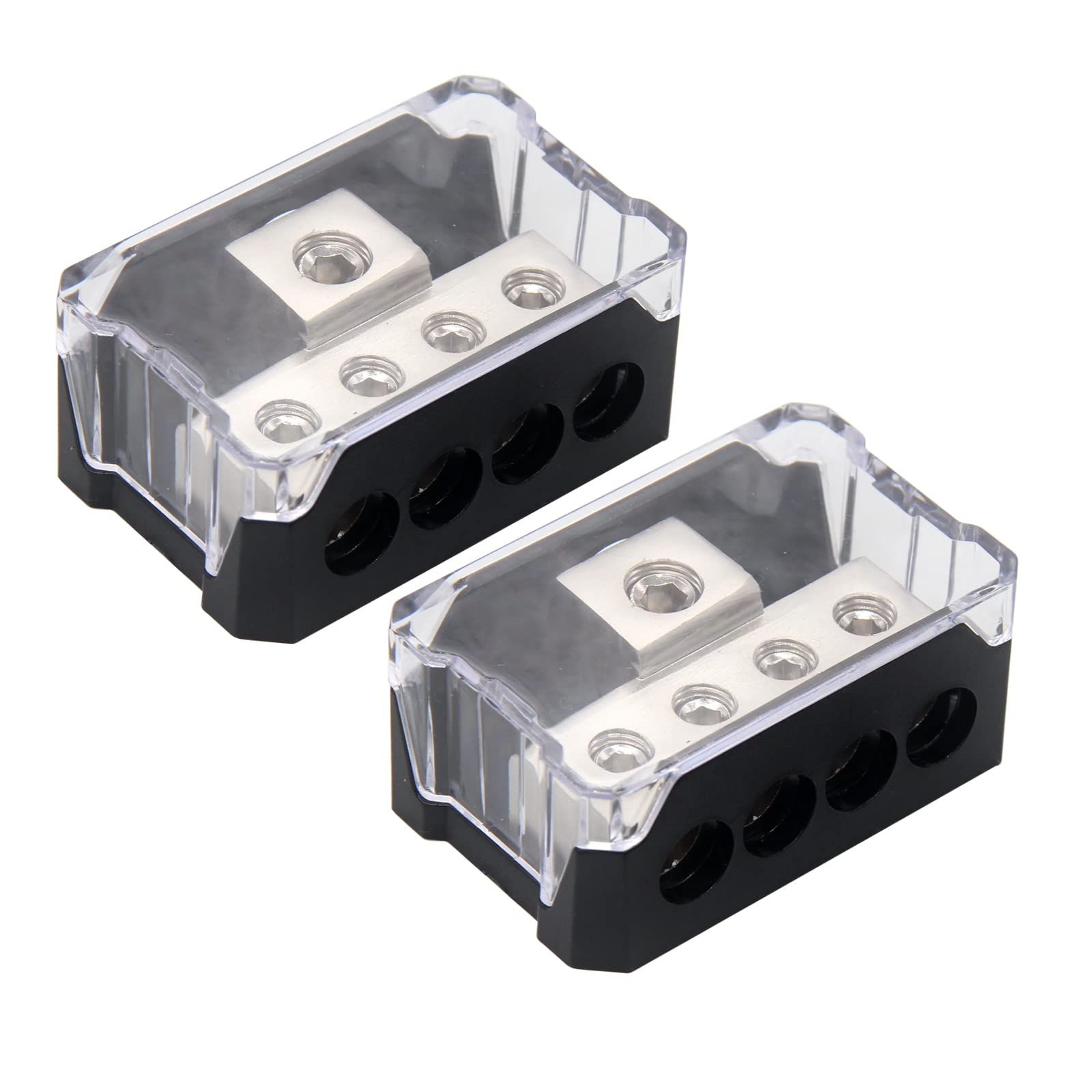 Bumbesti 2 Pack 0/2/4 Gauge in 4/8 Gauge Out 4 Way Power Distribution Block for Car Audio Splitter