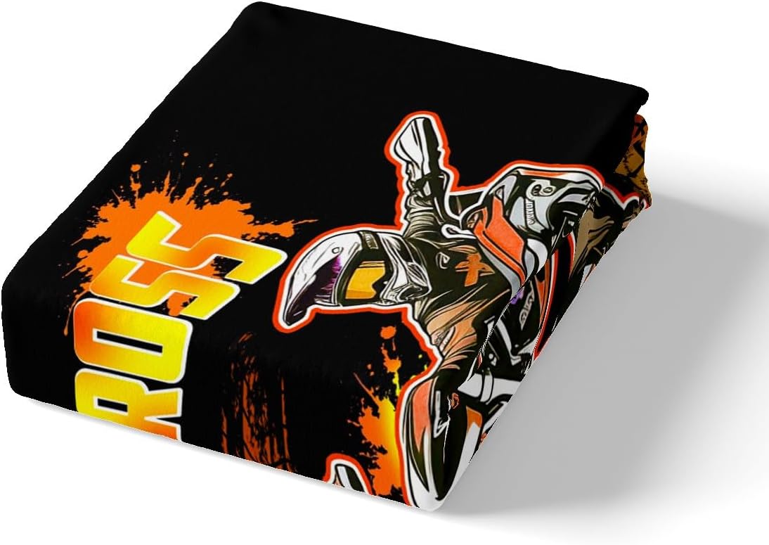 Feelyou Boys Girls Dirt Bike Fitted Sheet Full Size, Extreme Sports Bed Sheet Set Racing Motocross Bedding Set Kids Motorcycle Teens Bed Cover Bedroom Decor with 2 Pillow Case (No Flat Sheet)
