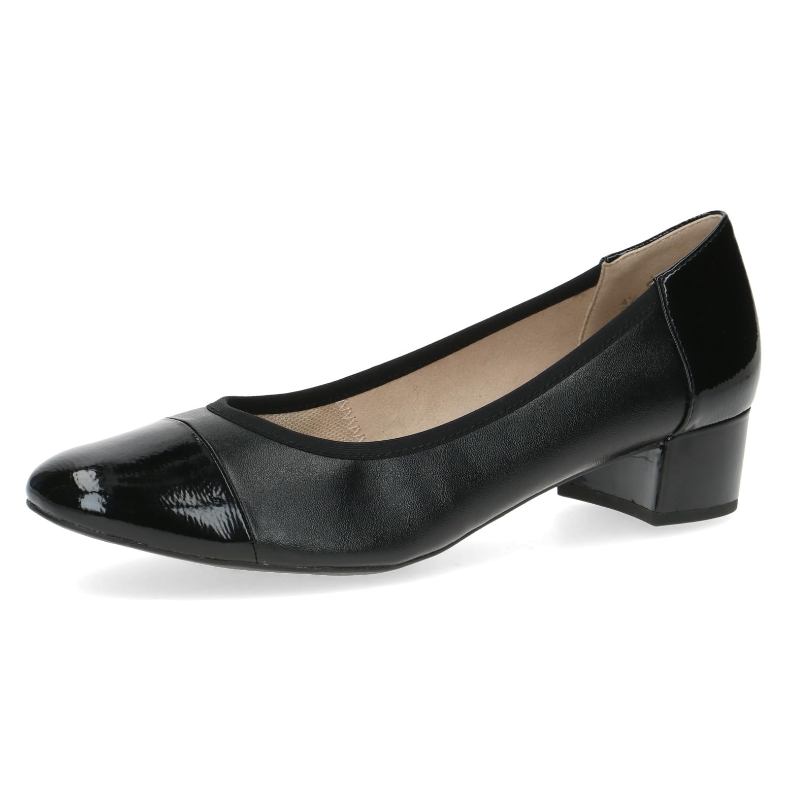 CAPRICE Women's Patent Pumps with Block Heel, Black (Black Comb), 4 UK