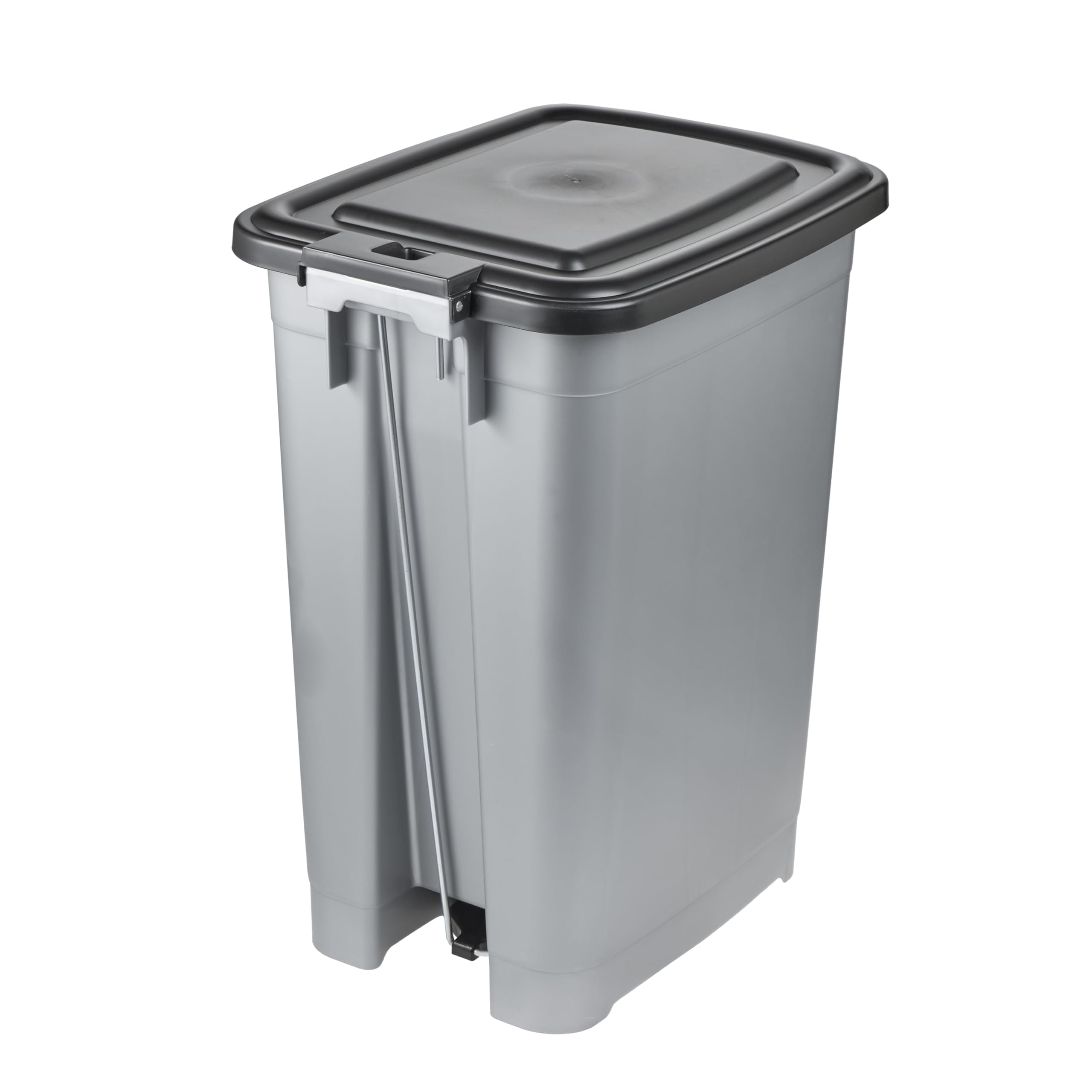 keeeper poubelle à pédale, 40 l, nettoyage facile, pédale d'ouverture et de fermeture hygiénique, poubelle, 32 x 42 x 53 cm, olaf, Light Silver (argent)