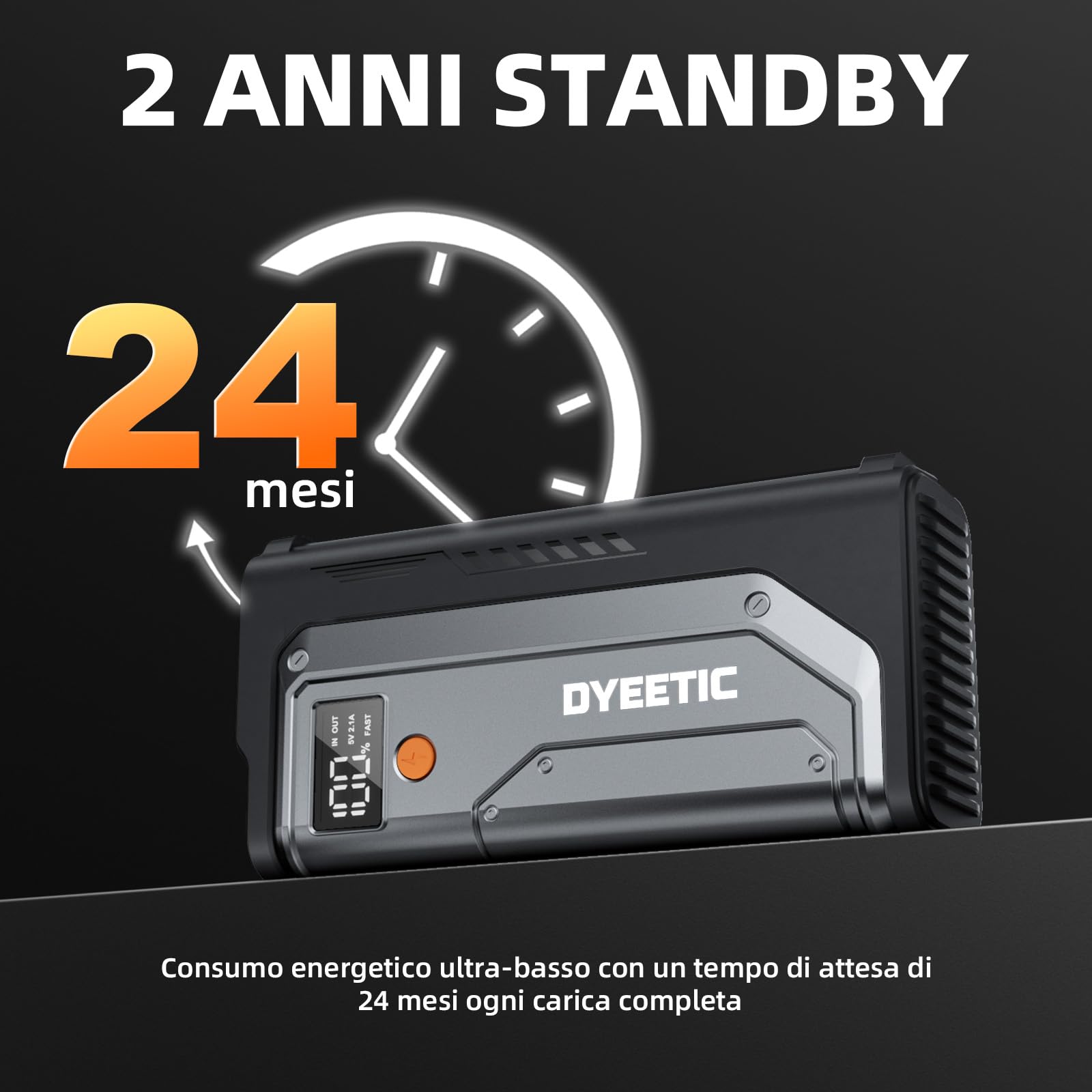 Avviatore Batteria Auto 6000A, Avviatore di Emergenza per 12V Auto/Moto (Tutti Gas o 10L Diesel), Starter Batteria Portatile Booster Avviamento con Torcia a LED, Cavi di Avviamento
