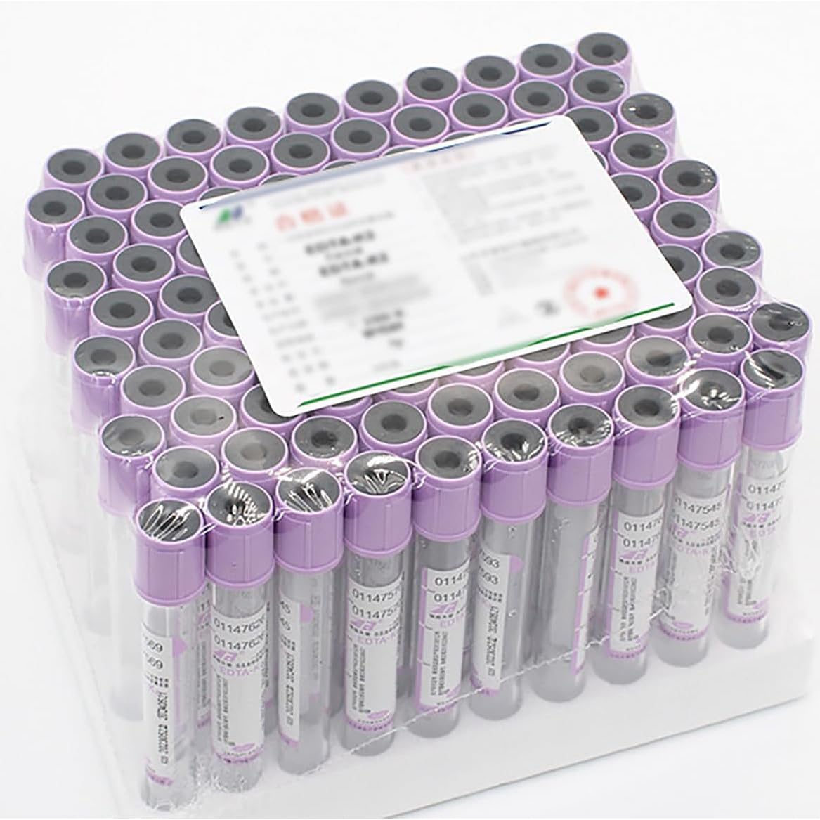 Blutentnahmeröhrchen, 100 Stück 5 Ml EDTA-Zentrifugenröhrchen, Vakuum-Blutröhrchen Aus Kunststoff Mit Violettem Deckel, Für Das Labor