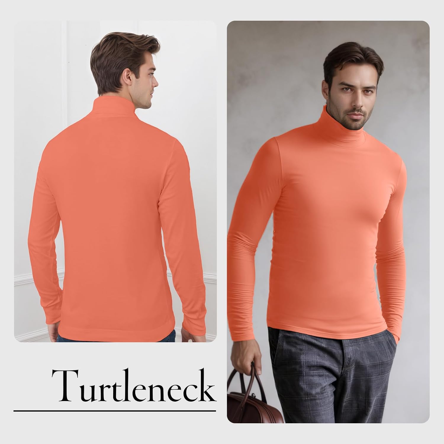 Men Casual Turtleneck Slim Fit Basic Tops Lightweight Thin Pullover Sweater Long Sleeve Underwear Male Blouse T-Shirt - Image 4