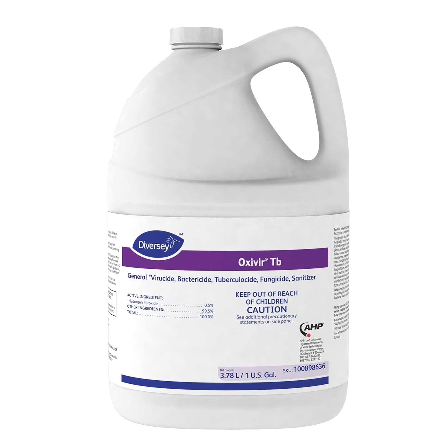 Oxivir Diversey 100898636 Tb One-Step Disinfectant Cleaner, Hospital Grade Accelerated Hydrogen Peroxide AHP, No Fragrance Added, Ready-to-Use Liquid, 1-Gallon