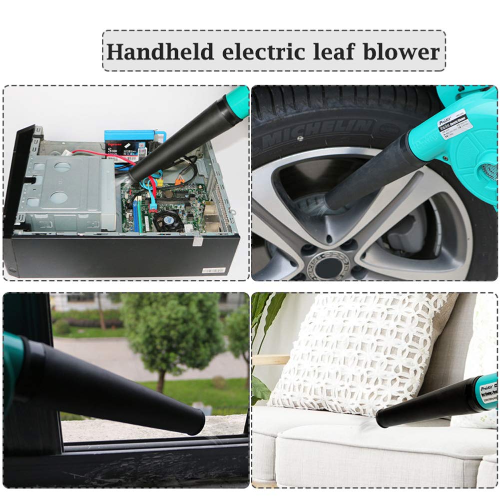 Soffiatore Elettrico con Cavo e aspirapolvere, spazzatrice da Giardino Portatile, Lunghezza Cavo 1,5 m/con Sacco di Raccolta, per Giardino, Computer, Auto