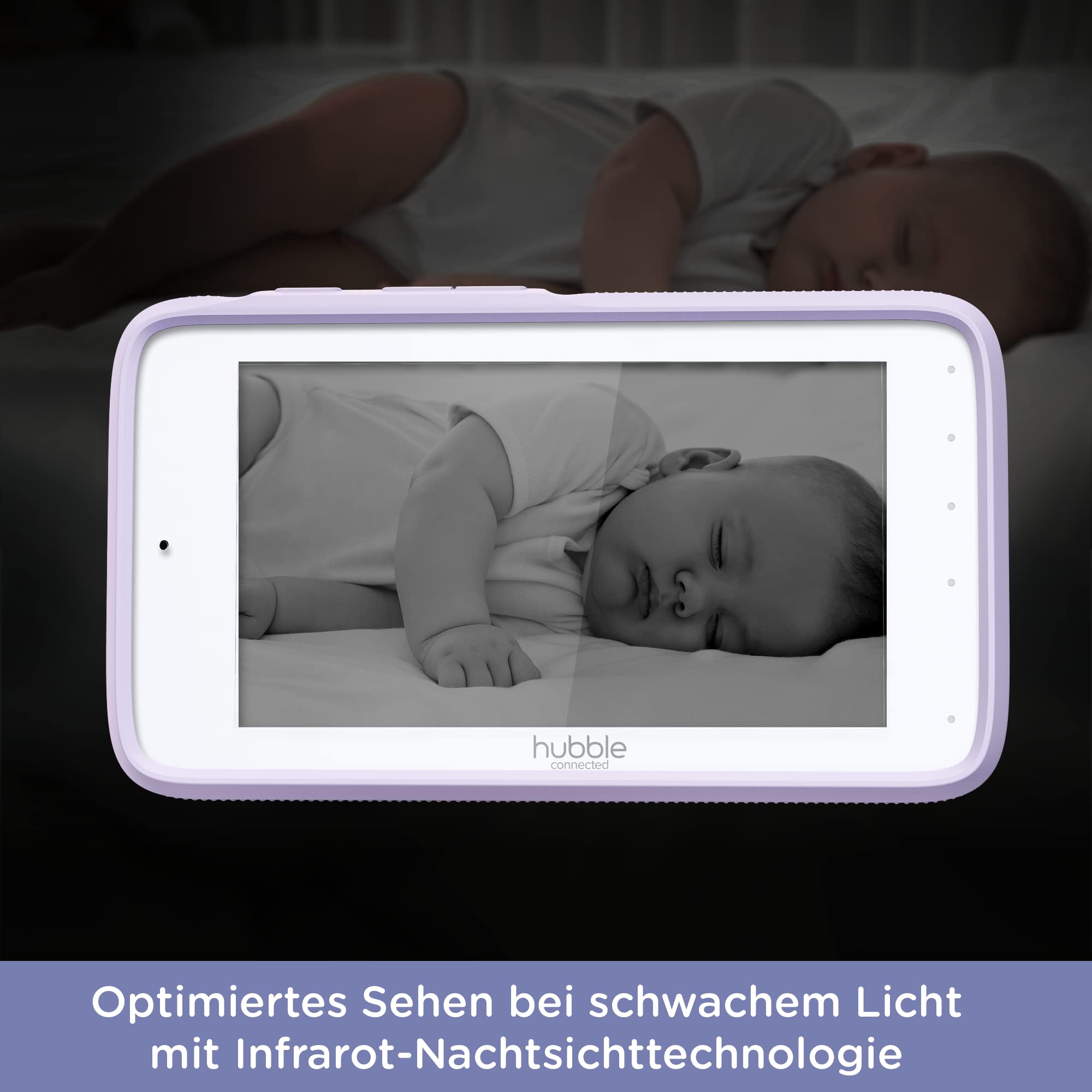 Hubble Connected Nursery Pal Premium Vigilabebes con Camara, Pantalla táctil de 5 pulgadas, modo de privacidad, visión nocturna, sensor de temperatura ambiente y aplicación para teléfono inteligente