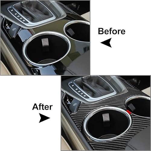 Miniatura 5 de Newsmarts LHD Consola central de fibra de carbono para cambio de taza de agua, panel de almacenamiento de repuesto para Ford Mondeo 2013 2014 2015